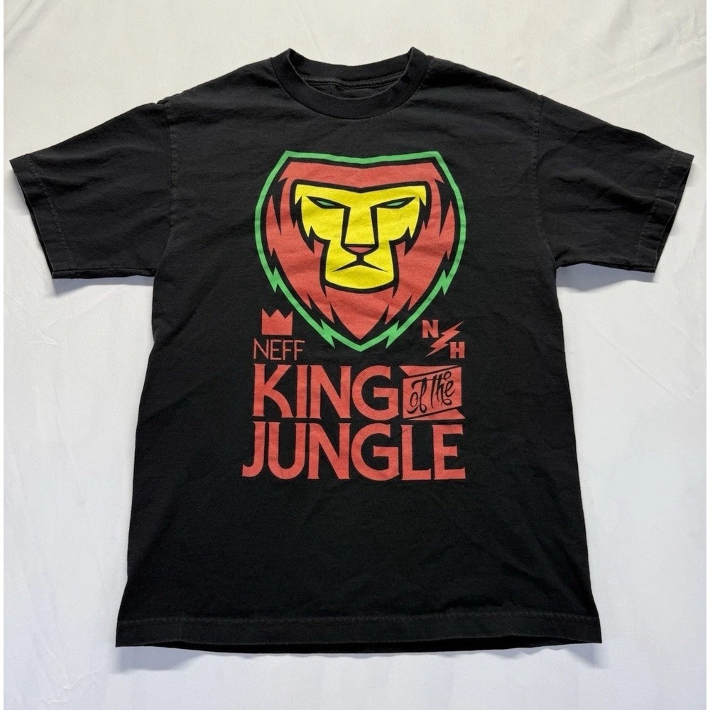 Neff King of the Jungle Lion Graphic t-shirt black M USA made streetwear